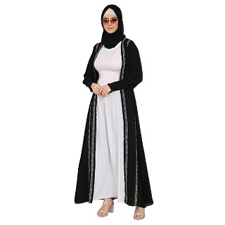 Designer Shrug  abaya combo- Black White